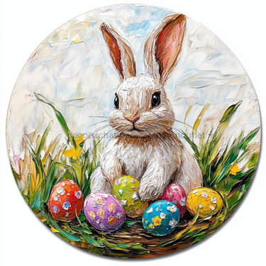 Easter Sign, Bunny with Easter Eggs, DCO-12886, Sign For Wreath, 10